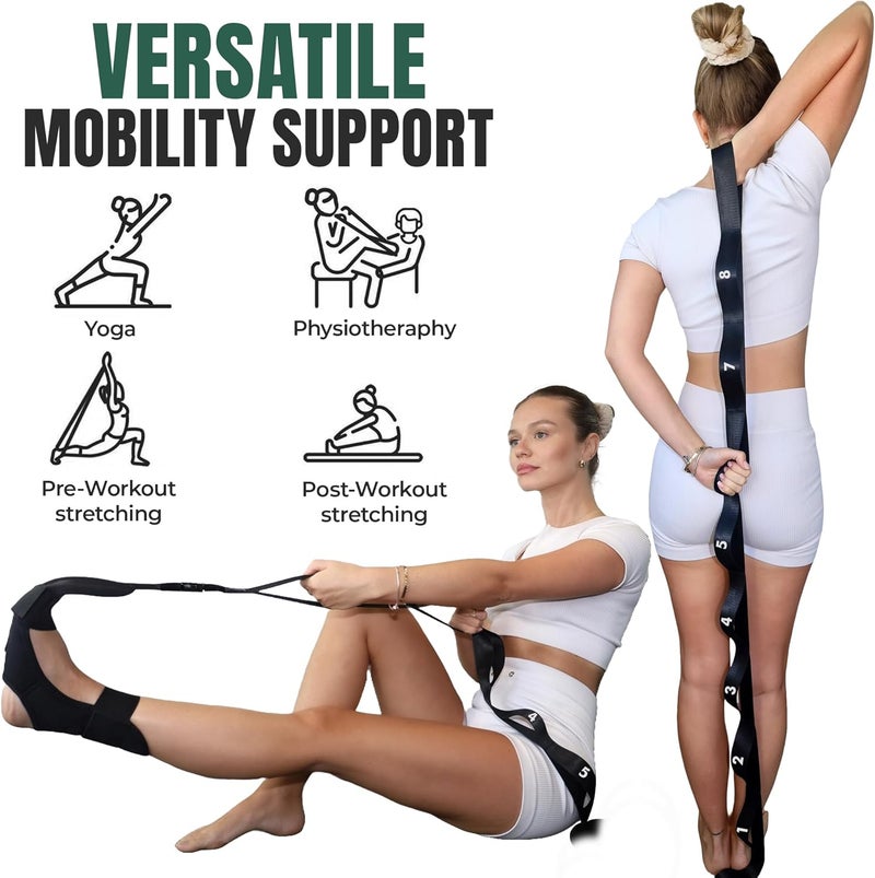 STRECTRA Stretch Strap with Loops Physical Therapy - Full Body Exercise Straps for Stretching with Detachable Foot - Leg & Calf Stretcher for Plantar Fasciitis, Physical Therapy, Pain Relief, and Flexibility - Image 4